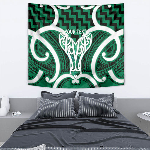Aotearoa Atua Tangaroa Personalised Tapestry God Of The Sea Maori Whale Tail Green