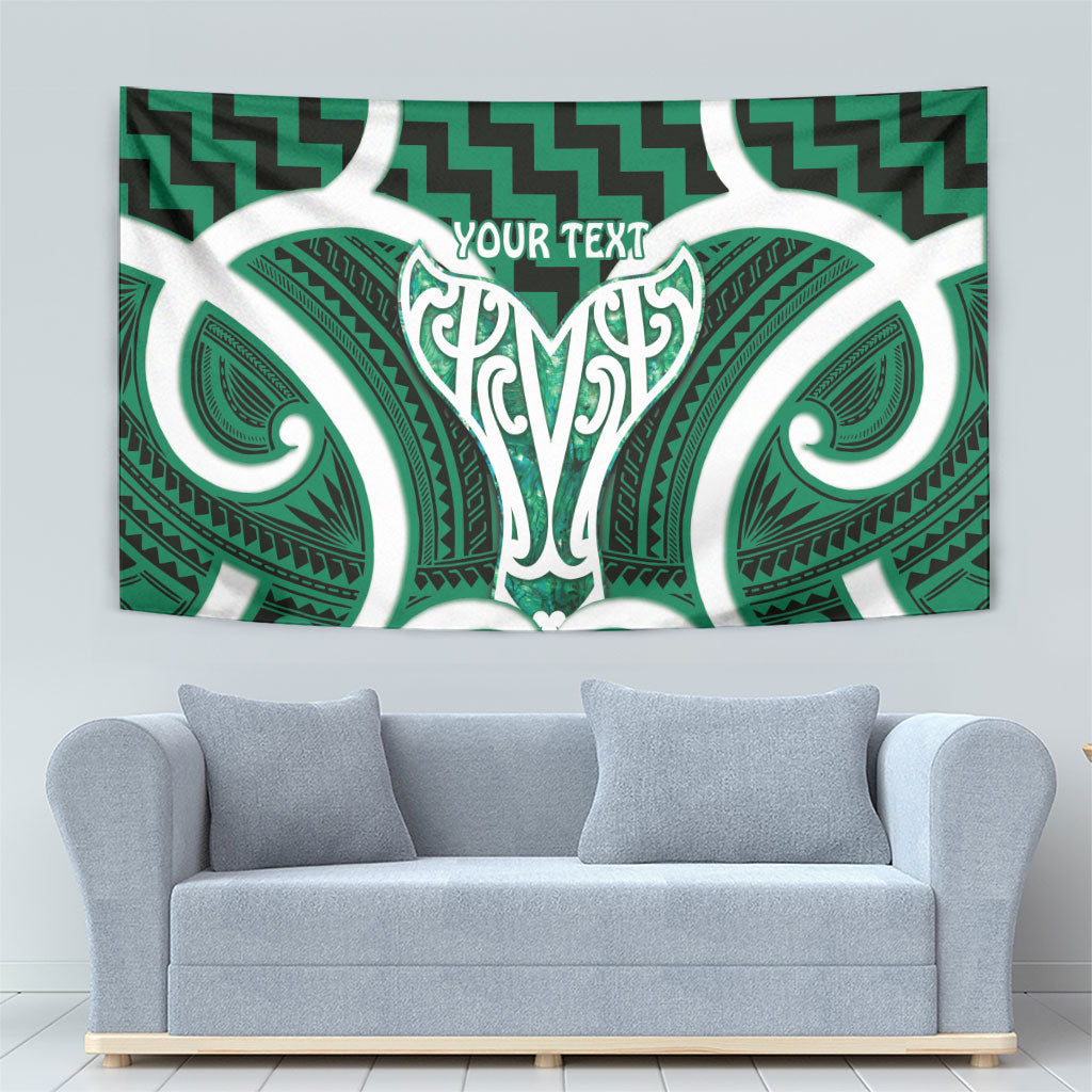 Aotearoa Atua Tangaroa Personalised Tapestry God Of The Sea Maori Whale Tail Green