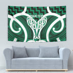 Aotearoa Atua Tangaroa Personalised Tapestry God Of The Sea Maori Whale Tail Green