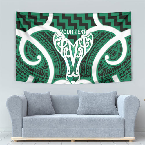 Aotearoa Atua Tangaroa Personalised Tapestry God Of The Sea Maori Whale Tail Green