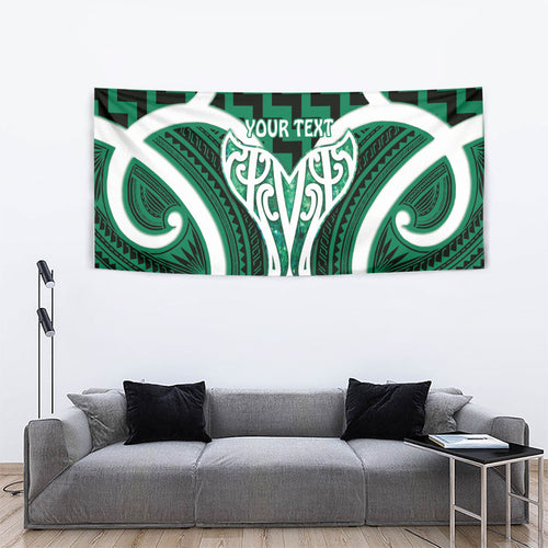 Aotearoa Atua Tangaroa Personalised Tapestry God Of The Sea Maori Whale Tail Green