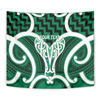 Aotearoa Atua Tangaroa Personalised Tapestry God Of The Sea Maori Whale Tail Green