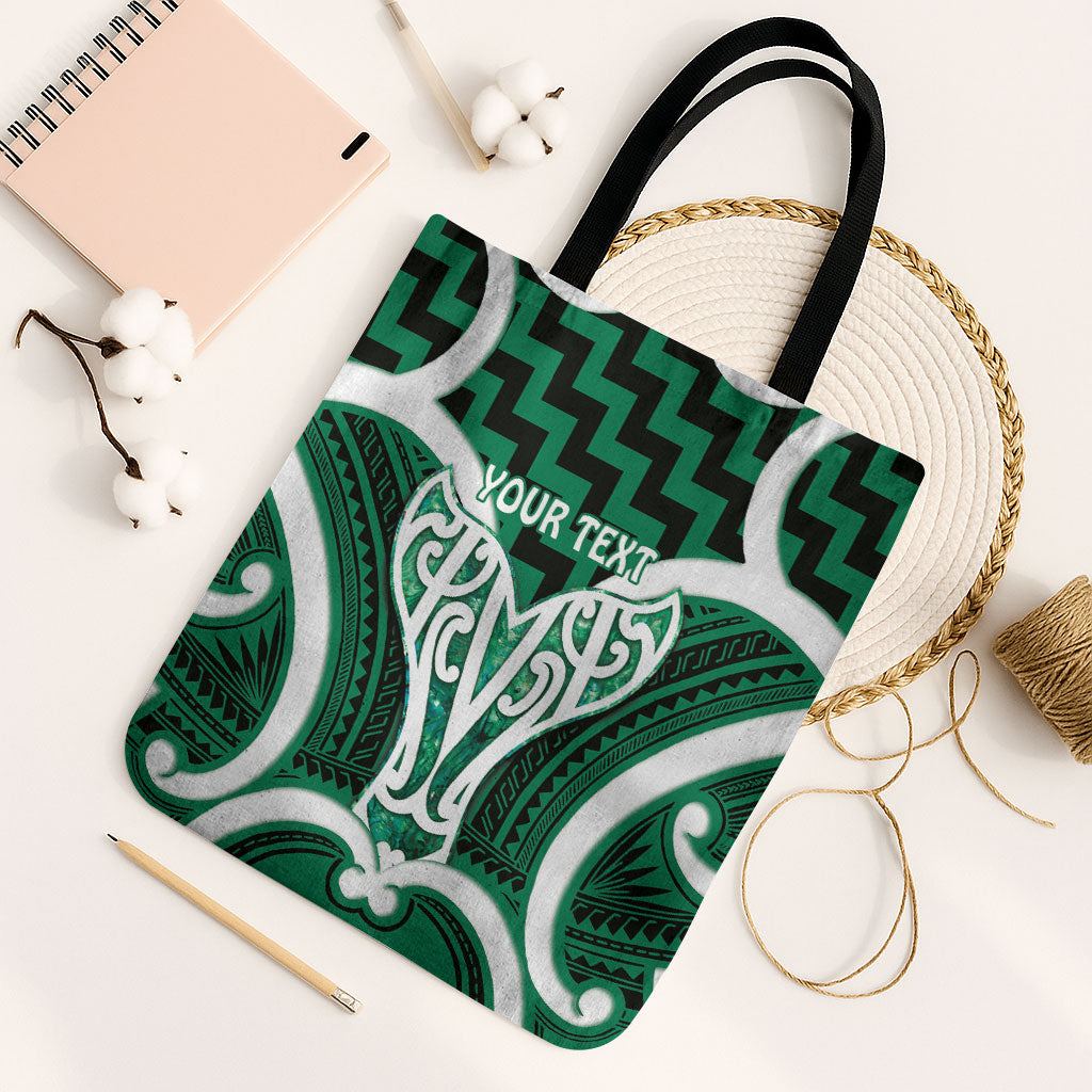 Aotearoa Atua Tangaroa Personalised Tote Bag God Of The Sea Maori Whale Tail Green