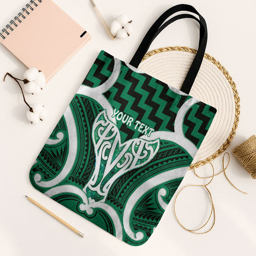 Aotearoa Atua Tangaroa Personalised Tote Bag God Of The Sea Maori Whale Tail Green