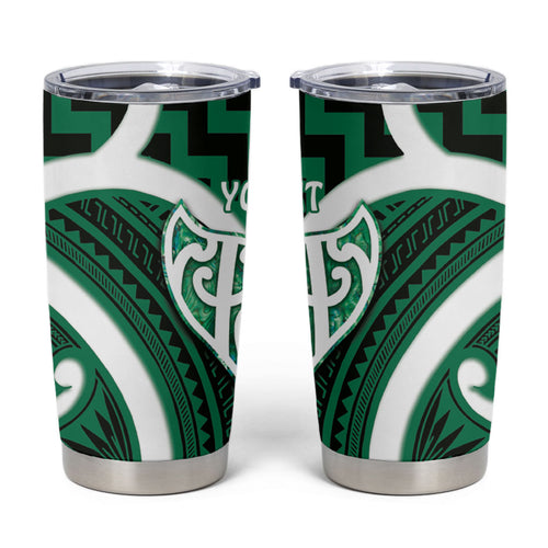 Aotearoa Atua Tangaroa Personalised Tumbler Cup God Of The Sea Maori Whale Tail Green