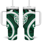 Aotearoa Atua Tangaroa Personalised Tumbler With Handle God Of The Sea Maori Whale Tail Green