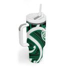 Aotearoa Atua Tangaroa Personalised Tumbler With Handle God Of The Sea Maori Whale Tail Green