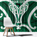 Aotearoa Atua Tangaroa Personalised Window Curtain God Of The Sea Maori Whale Tail Green