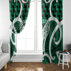 Aotearoa Atua Tangaroa Personalised Window Curtain God Of The Sea Maori Whale Tail Green