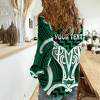 Aotearoa Atua Tangaroa Personalised Women Casual Shirt God Of The Sea Maori Whale Tail Green