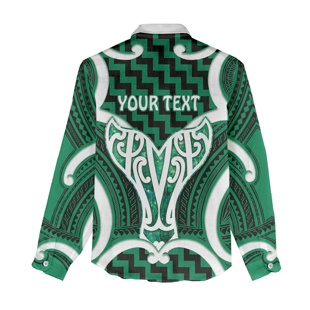 Aotearoa Atua Tangaroa Personalised Women Casual Shirt God Of The Sea Maori Whale Tail Green