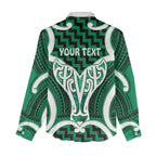 Aotearoa Atua Tangaroa Personalised Women Casual Shirt God Of The Sea Maori Whale Tail Green