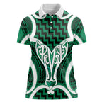 Aotearoa Atua Tangaroa Personalised Women Polo Shirt God Of The Sea Maori Whale Tail Green
