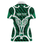 Aotearoa Atua Tangaroa Personalised Women Polo Shirt God Of The Sea Maori Whale Tail Green