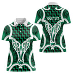 Aotearoa Atua Tangaroa Personalised Women Polo Shirt God Of The Sea Maori Whale Tail Green