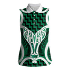 Aotearoa Atua Tangaroa Personalised Women Sleeveless Polo Shirt God Of The Sea Maori Whale Tail Green