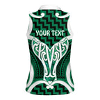 Aotearoa Atua Tangaroa Personalised Women Sleeveless Polo Shirt God Of The Sea Maori Whale Tail Green