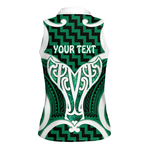 Aotearoa Atua Tangaroa Personalised Women Sleeveless Polo Shirt God Of The Sea Maori Whale Tail Green