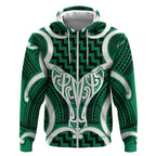 Aotearoa Atua Tangaroa Personalised Zip Hoodie God Of The Sea Maori Whale Tail Green