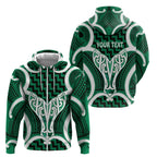 Aotearoa Atua Tangaroa Personalised Zip Hoodie God Of The Sea Maori Whale Tail Green
