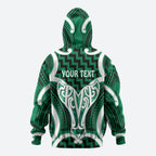 Aotearoa Atua Tangaroa Personalised Zip Hoodie God Of The Sea Maori Whale Tail Green