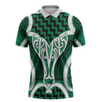 Aotearoa Atua Tangaroa Personalised Zipper Polo Shirt God Of The Sea Maori Whale Tail Green