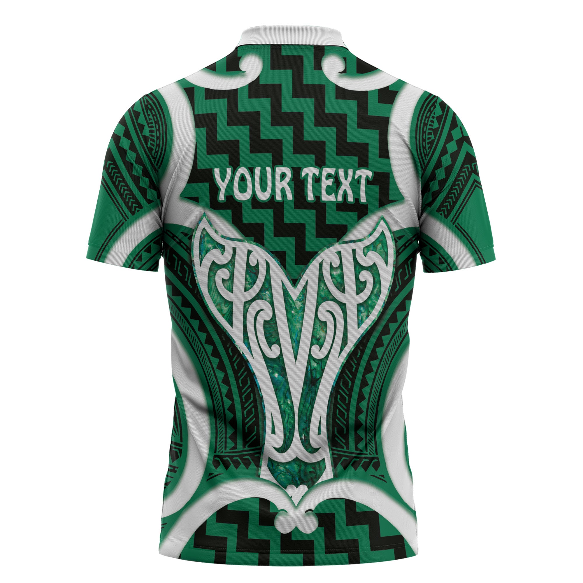 Aotearoa Atua Tangaroa Personalised Zipper Polo Shirt God Of The Sea Maori Whale Tail Green