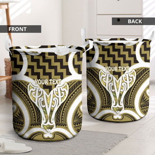 Aotearoa Atua Tangaroa Personalised Laundry Basket God Of The Sea Maori Whale Tail Yellow