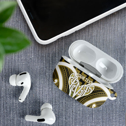 Aotearoa Atua Tangaroa Personalised AirPods Case God Of The Sea Maori Whale Tail Yellow