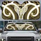Aotearoa Atua Tangaroa Personalised Auto Sun Shade God Of The Sea Maori Whale Tail Yellow