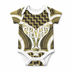 Aotearoa Atua Tangaroa Personalised Baby Onesie God Of The Sea Maori Whale Tail Yellow