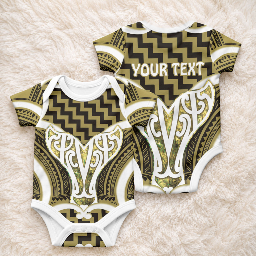 Aotearoa Atua Tangaroa Personalised Baby Onesie God Of The Sea Maori Whale Tail Yellow