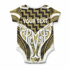 Aotearoa Atua Tangaroa Personalised Baby Onesie God Of The Sea Maori Whale Tail Yellow