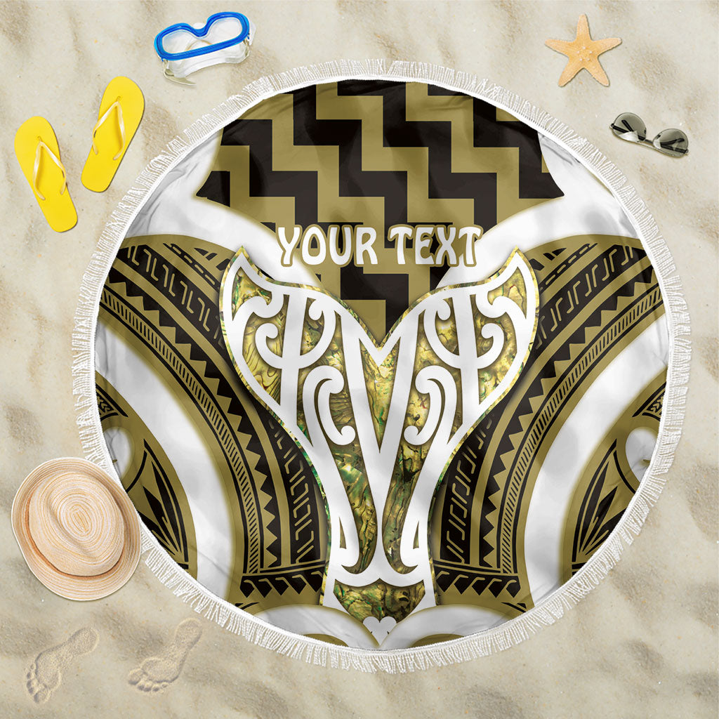 Aotearoa Atua Tangaroa Personalised Beach Blanket God Of The Sea Maori Whale Tail Yellow