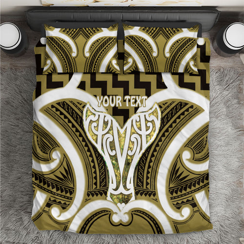 Aotearoa Atua Tangaroa Personalised Bedding Set God Of The Sea Maori Whale Tail Yellow