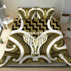 Aotearoa Atua Tangaroa Personalised Bedding Set God Of The Sea Maori Whale Tail Yellow