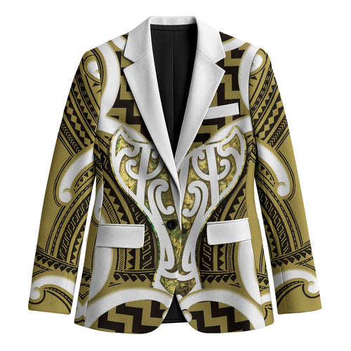Aotearoa Atua Tangaroa Personalised Blazer God Of The Sea Maori Whale Tail Yellow