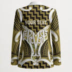 Aotearoa Atua Tangaroa Personalised Blazer God Of The Sea Maori Whale Tail Yellow