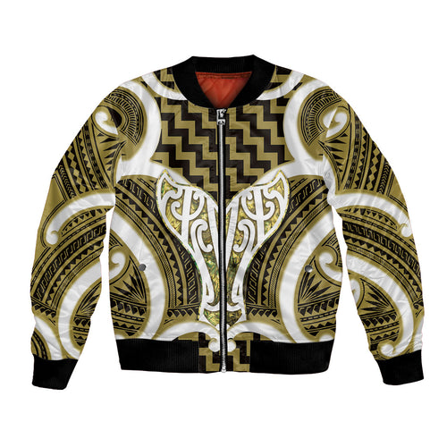 Aotearoa Atua Tangaroa Personalised Bomber Jacket God Of The Sea Maori Whale Tail Yellow