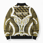 Aotearoa Atua Tangaroa Personalised Bomber Puffer Jacket God Of The Sea Maori Whale Tail Yellow