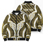 Aotearoa Atua Tangaroa Personalised Bomber Puffer Jacket God Of The Sea Maori Whale Tail Yellow