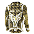Aotearoa Atua Tangaroa Personalised Button Sweatshirt God Of The Sea Maori Whale Tail Yellow