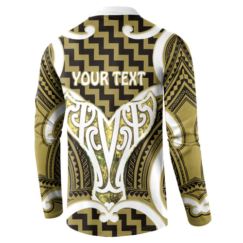 Aotearoa Atua Tangaroa Personalised Button Sweatshirt God Of The Sea Maori Whale Tail Yellow