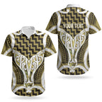 Aotearoa Atua Tangaroa Personalised Couples Matching Off Shoulder Maxi Dress and Hawaiian Shirt God Of The Sea Maori Whale Tail Yellow