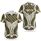 Aotearoa Atua Tangaroa Personalised Couples Matching Short Sleeve Bodycon Dress and Hawaiian Shirt God Of The Sea Maori Whale Tail Yellow