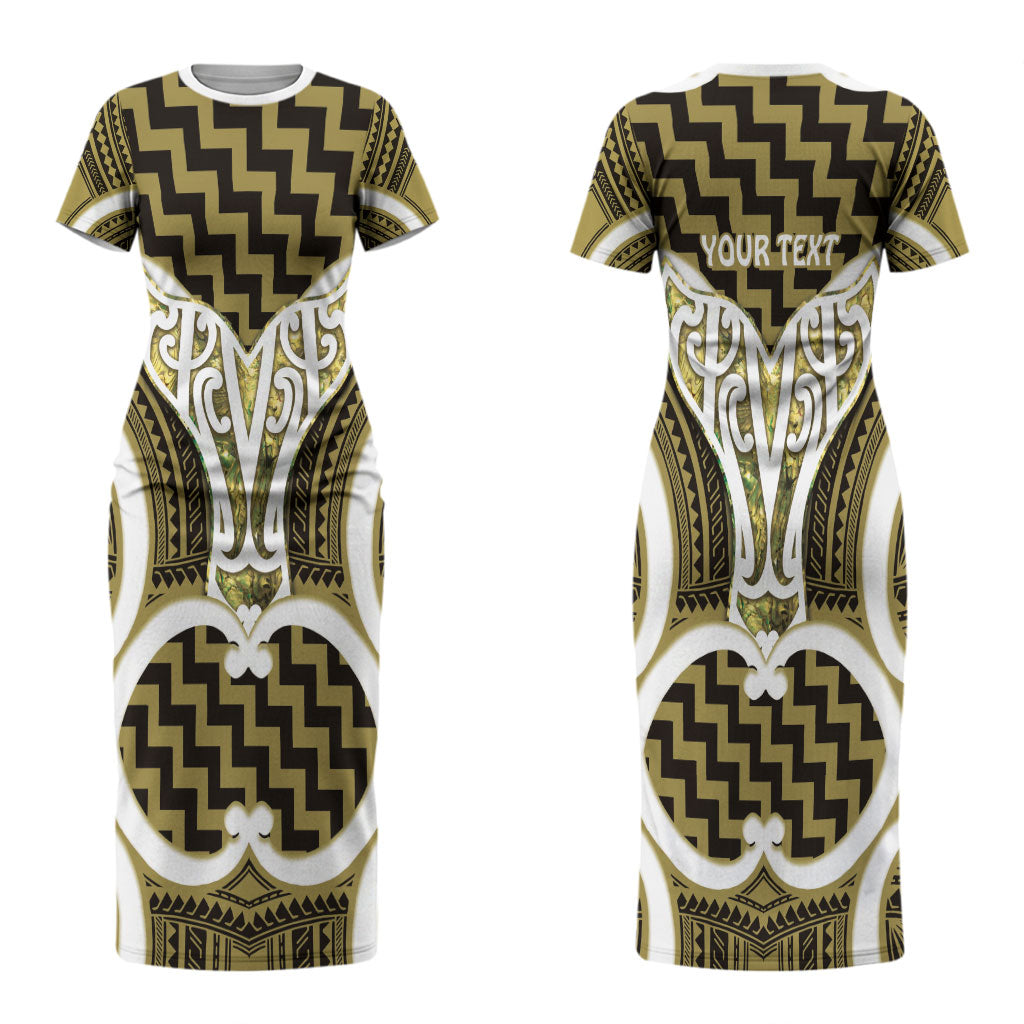 Aotearoa Atua Tangaroa Personalised Couples Matching Short Sleeve Bodycon Dress and Hawaiian Shirt God Of The Sea Maori Whale Tail Yellow