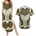 Aotearoa Atua Tangaroa Personalised Couples Matching Summer Maxi Dress and Hawaiian Shirt God Of The Sea Maori Whale Tail Yellow