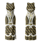 Aotearoa Atua Tangaroa Personalised Couples Matching Tank Maxi Dress and Long Sleeve Button Shirt God Of The Sea Maori Whale Tail Yellow