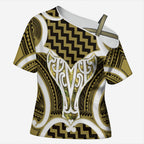 Aotearoa Atua Tangaroa Personalised Cross Shoulder Shirt God Of The Sea Maori Whale Tail Yellow