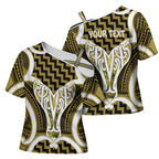 Aotearoa Atua Tangaroa Personalised Cross Shoulder Shirt God Of The Sea Maori Whale Tail Yellow